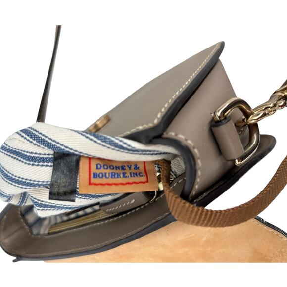 Dooney & Bourke Saddle Bag Crossbody Beige Leather Old Money Equestrian - Picture 9 of 16